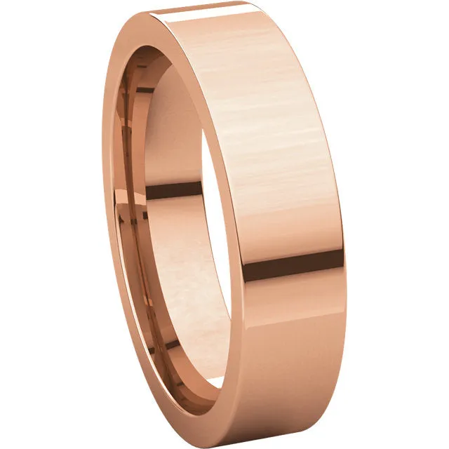 14k Rose Gold 5mm Flat Comfort Fit Band, Size 11