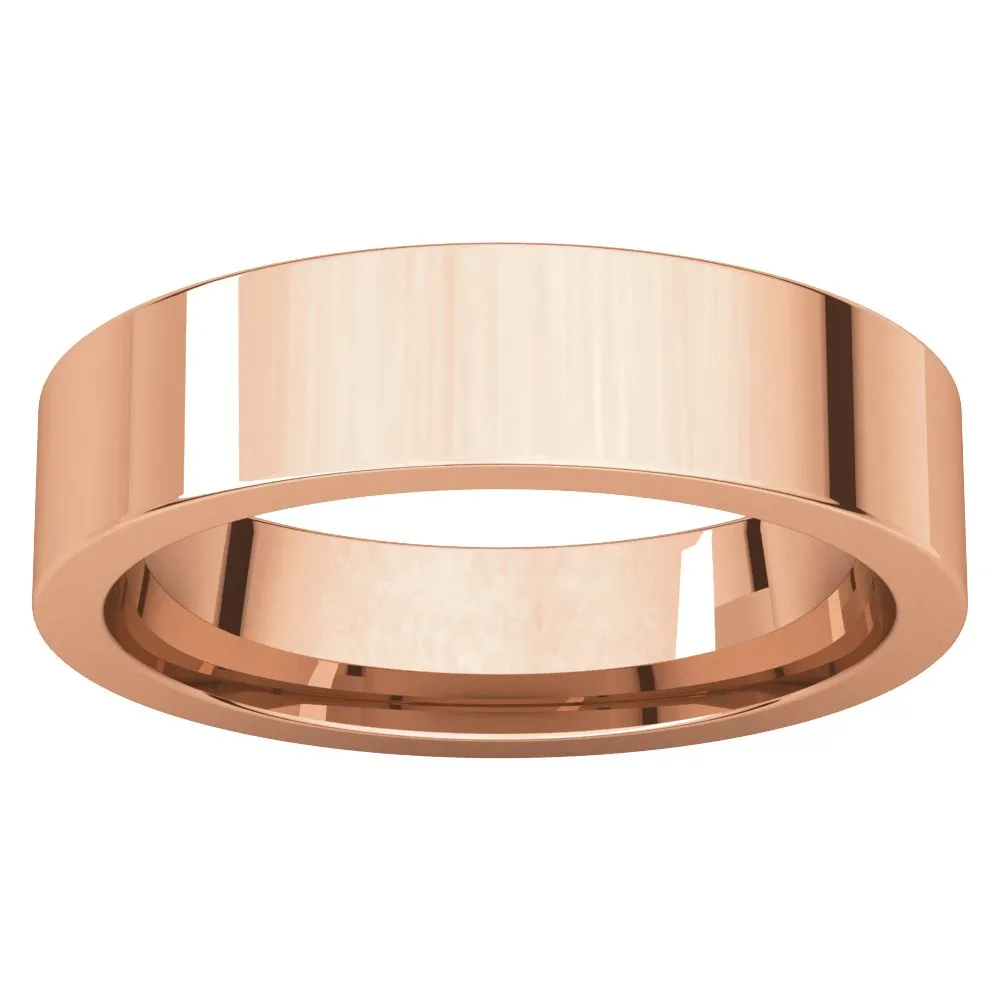 14k Rose Gold 5mm Flat Comfort Fit Band, Size 11