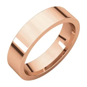 14k Rose Gold 5mm Flat Comfort Fit Band, Size 11
