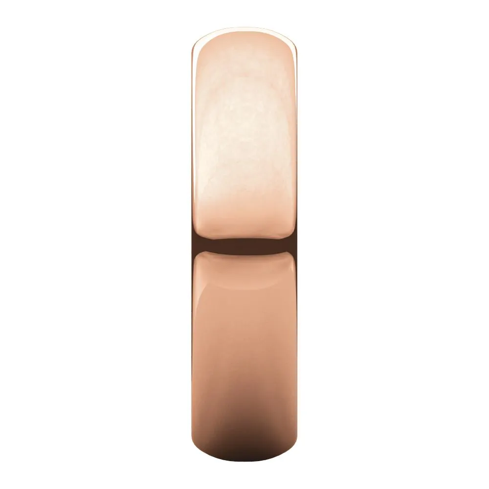 14k Rose Gold 5mm Half Round Band, Size 5
