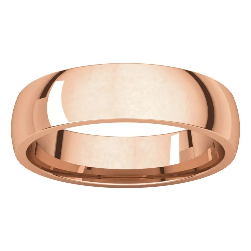 14k Rose Gold 5mm Light Comfort Fit Band, Size 9.5
