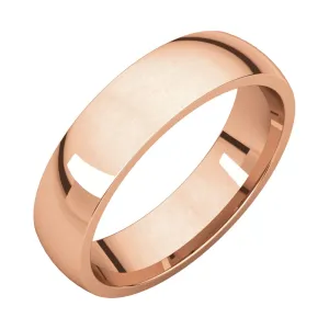 14k Rose Gold 5mm Light Comfort Fit Band, Size 9.5
