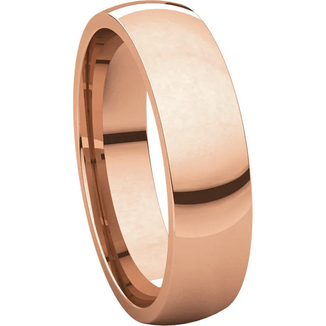 14k Rose Gold 5mm Light Comfort Fit Band, Size 9.5