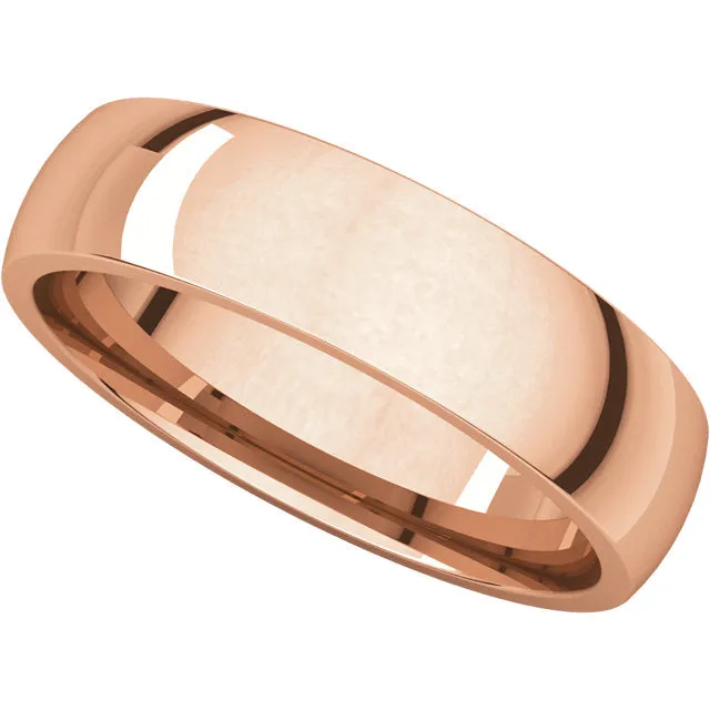 14k Rose Gold 5mm Light Comfort Fit Band, Size 9.5