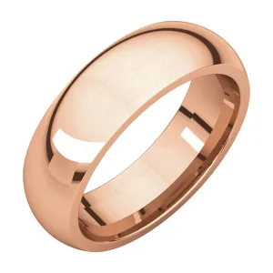 14k Rose Gold 6mm Comfort Fit Band, Size 8.5