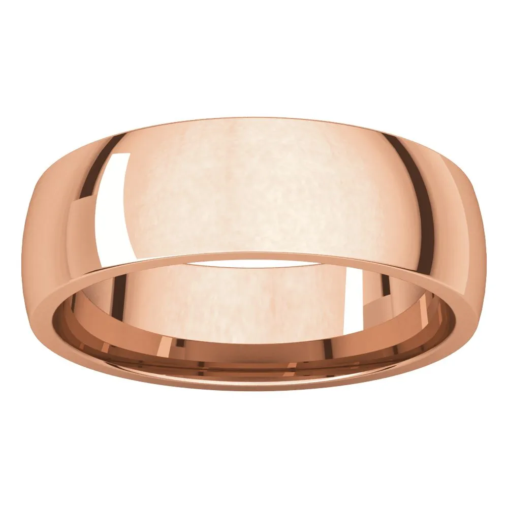 14k Rose Gold 6mm Light Comfort Fit Band, Size 6.5