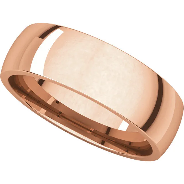 14k Rose Gold 6mm Light Comfort Fit Band, Size 6.5