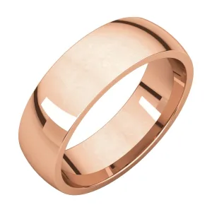 14k Rose Gold 6mm Light Comfort Fit Band, Size 6.5