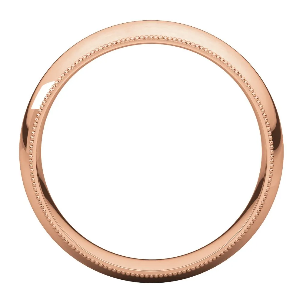 14k Rose Gold 6mm Milgrain Comfort Fit Band, Size 11