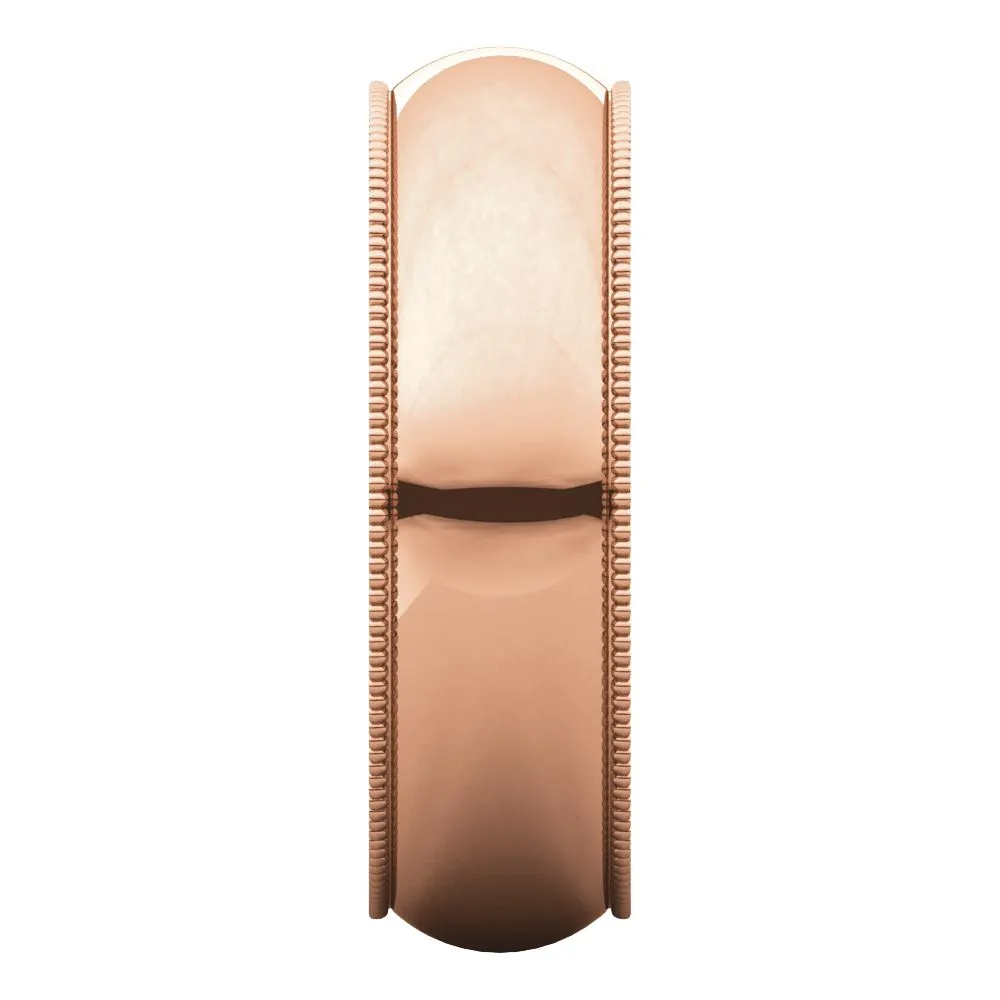 14k Rose Gold 6mm Milgrain Comfort Fit Band, Size 11