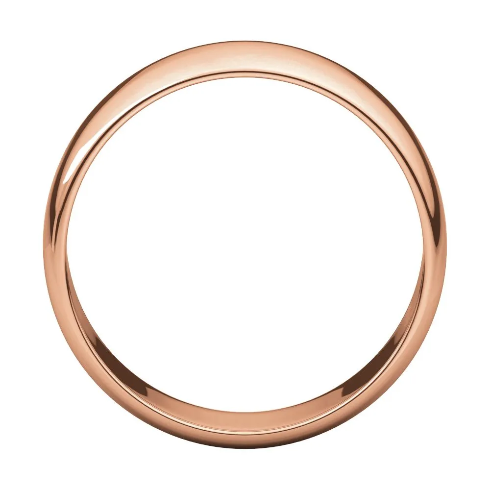 14k Rose Gold 7mm Half Round Light Band, Size 6.5