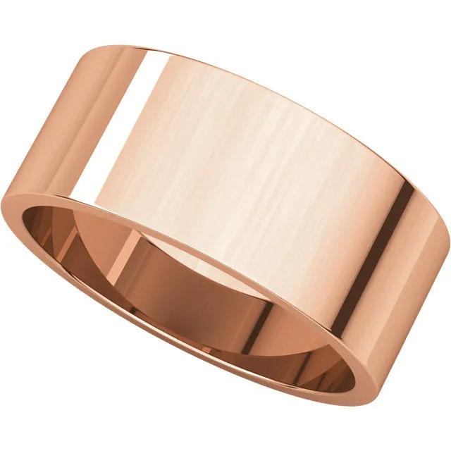 14k Rose Gold 8mm Flat Band, Size 11