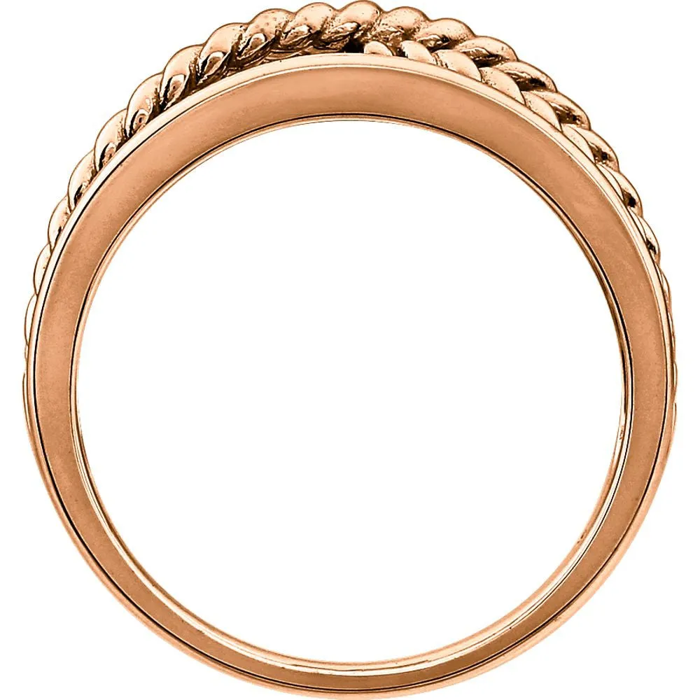 14k Rose Gold Crossover Rope Ring, Size 7