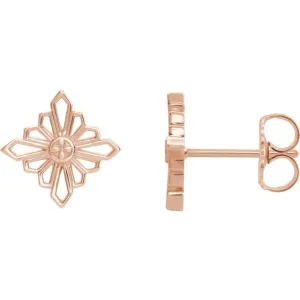 14K Rose Gold Geometric Earrings with Backs