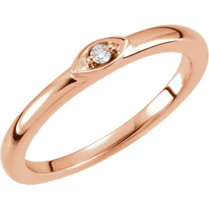 14k Rose Gold Stackable Diamond Ring, Size 7