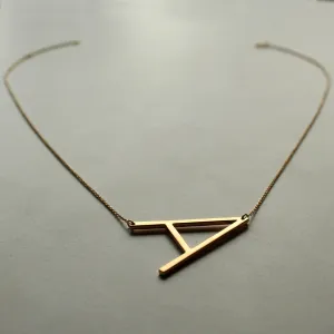 14K Solid Gold Alexis Rose Initial Necklace, Customized Big Initial on Dainty Cable Chain Necklace