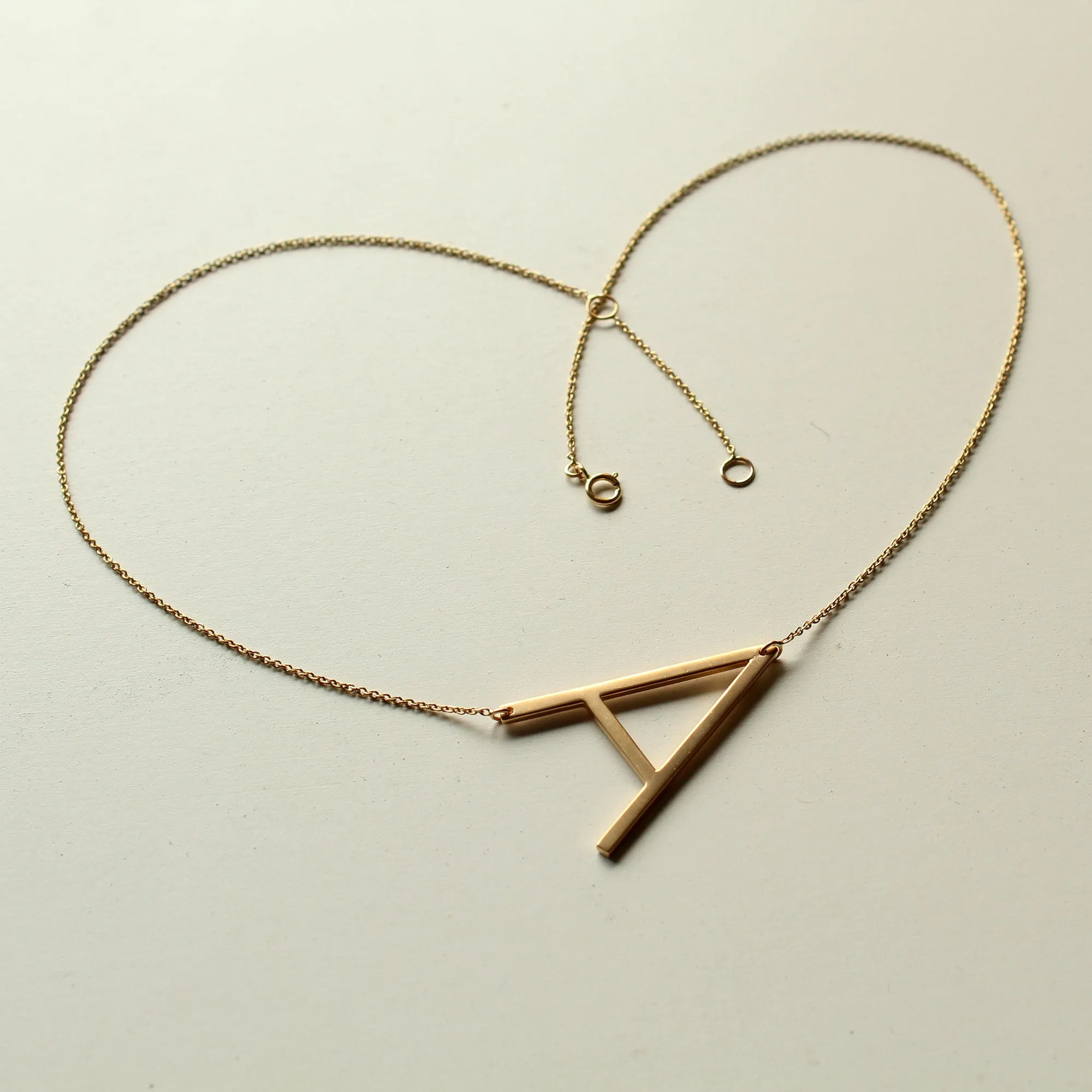 14K Solid Gold Alexis Rose Initial Necklace, Customized Big Initial on Dainty Cable Chain Necklace