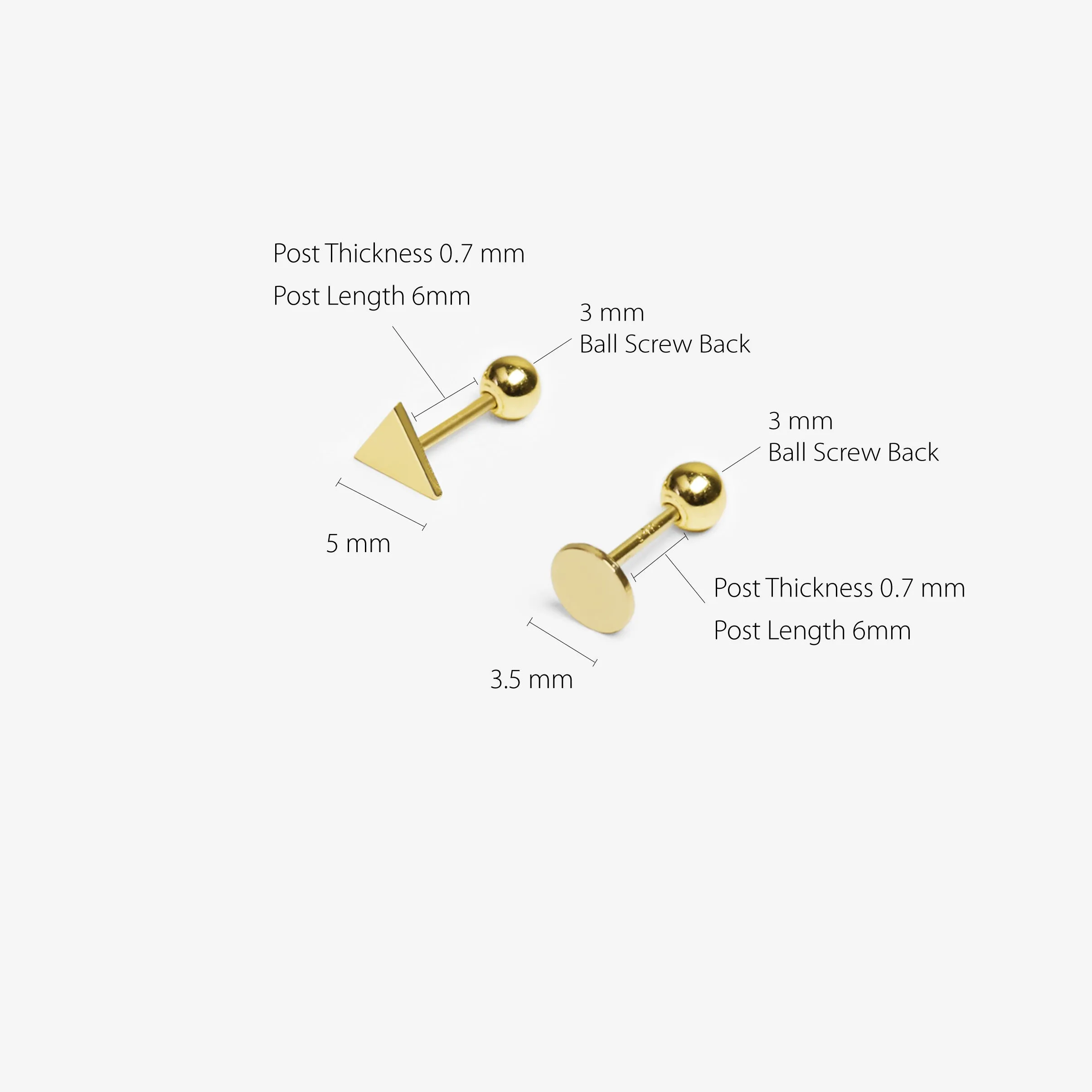 14k Solid Gold Geometric Stud Earring