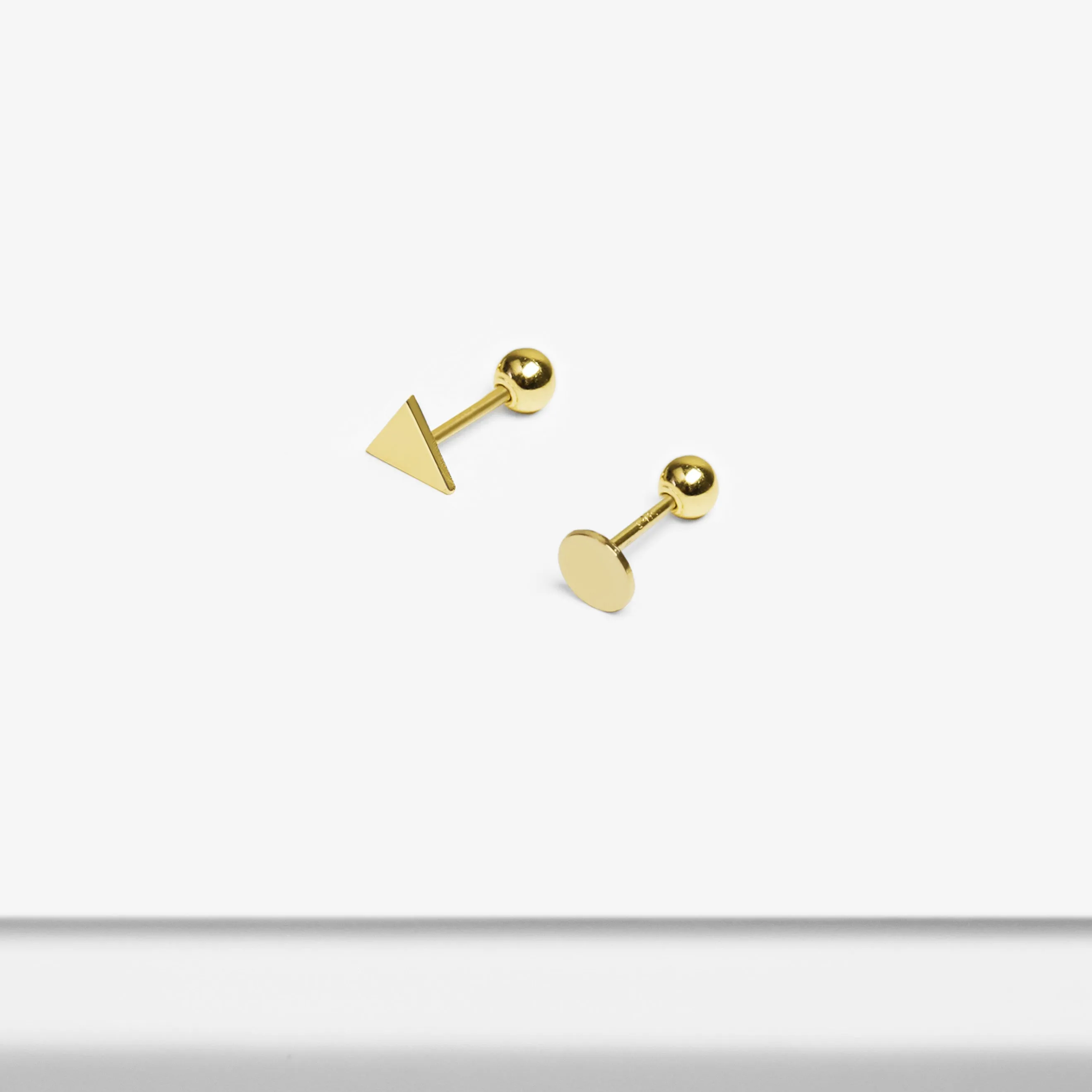 14k Solid Gold Geometric Stud Earring