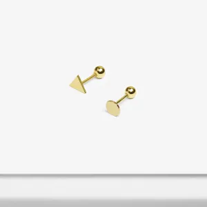 14k Solid Gold Geometric Stud Earring