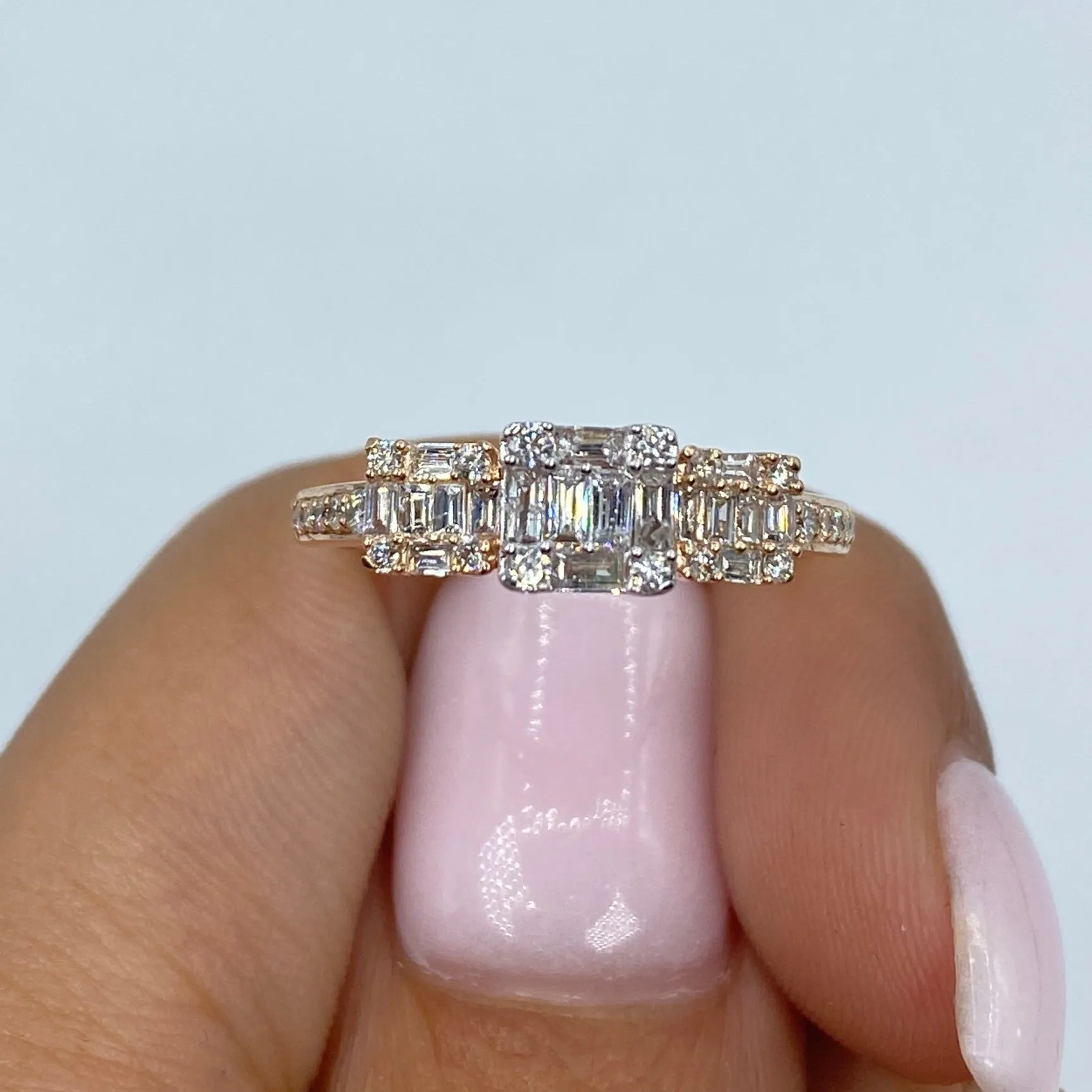 14K Three Baguette Diamond Ring