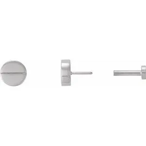 14K White 4.9 mm Geometric 4 mm Press Fit Back Earrings