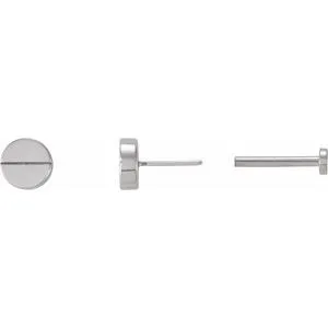 14K White 4.9 mm Geometric 6 mm Press Fit Back Earrings
