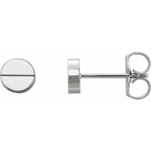 14K White 4.9 mm Geometric Friction Closure Earrings