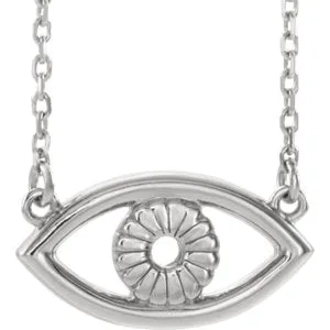 14K White Evil Eye 16" Necklace