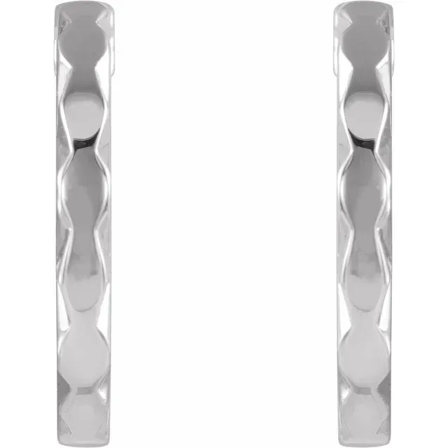 14K White Geometric Hoop Earrings