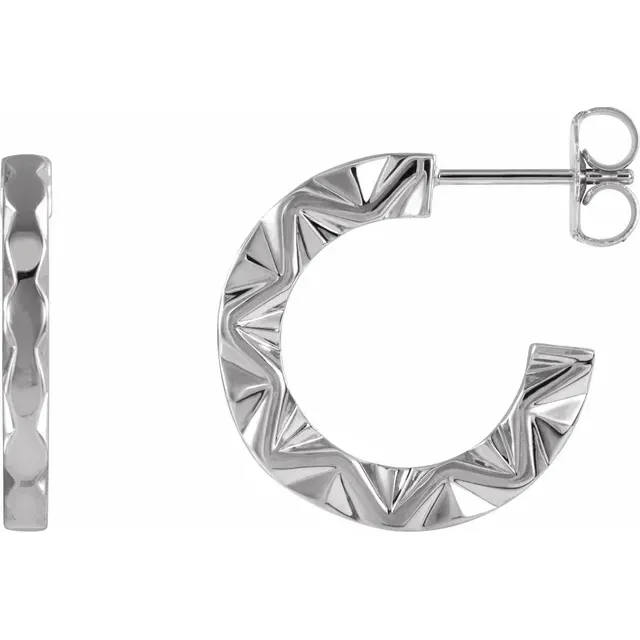 14K White Geometric Hoop Earrings
