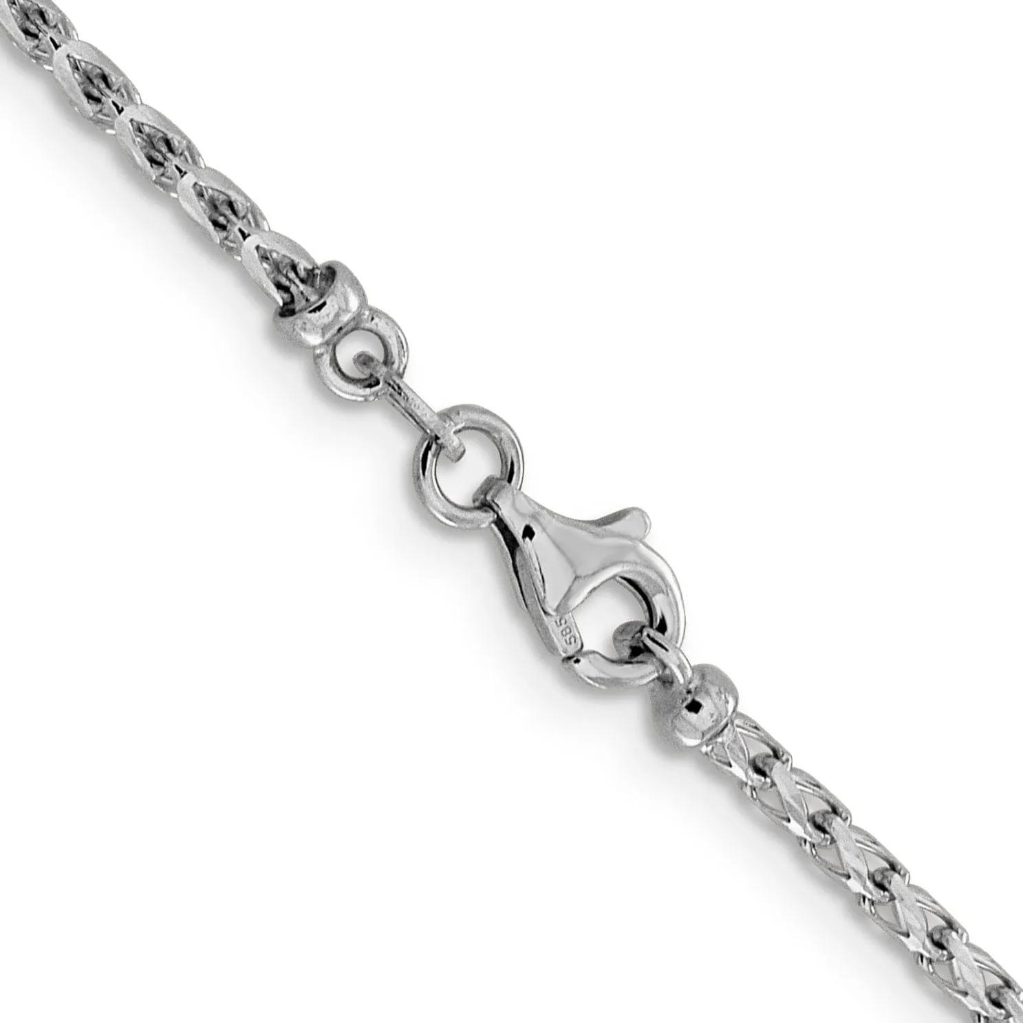 14K White Gold 2.1 mm D.C Open Franco Chain