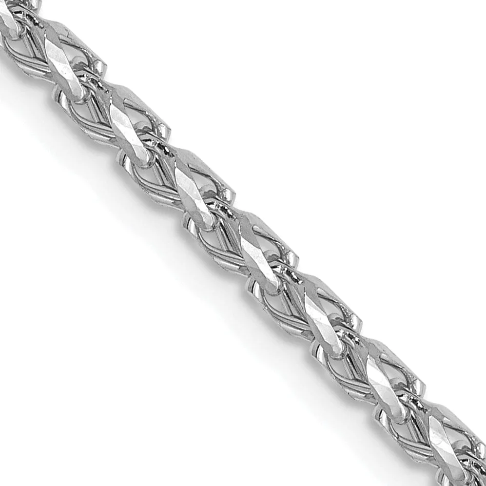 14K White Gold 2.1 mm D.C Open Franco Chain