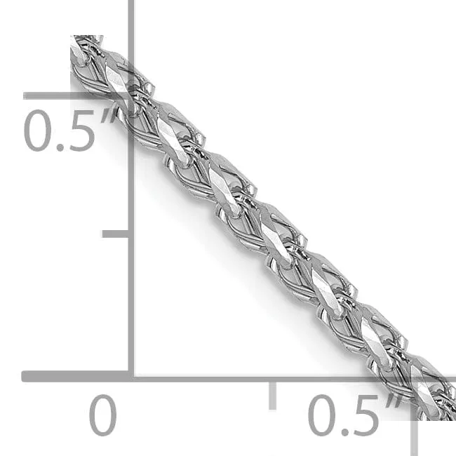 14K White Gold 2.1 mm D.C Open Franco Chain
