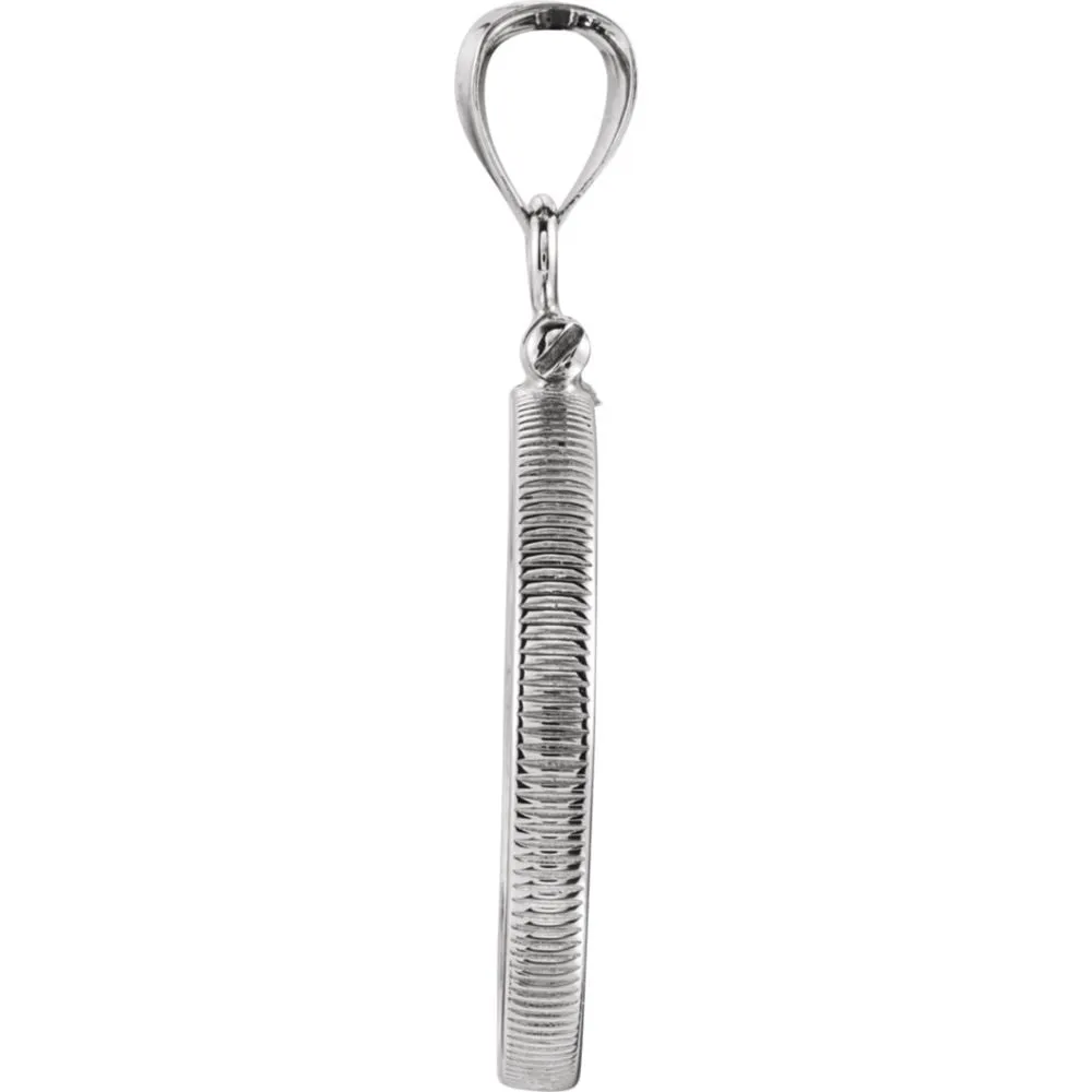 14k White Gold Coin Edge Screw-Top Coin Frame Mounting