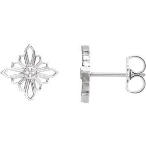 14K White Gold Geometric Earrings with Backs