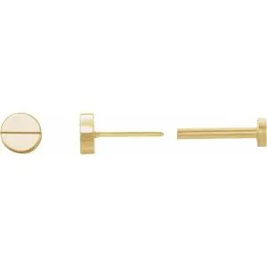 14K Yellow 4.9 mm Geometric 4 mm Press Fit Back Earring