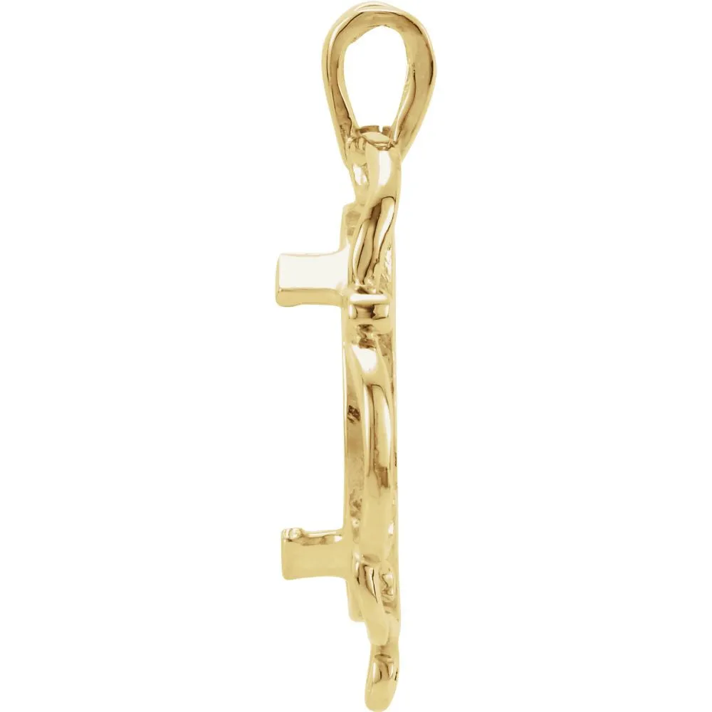 14k Yellow Gold 13x1mm Tab Back Scroll Coin Frame Pendant for U.S. $1.00 Type 1 or 2 Peso