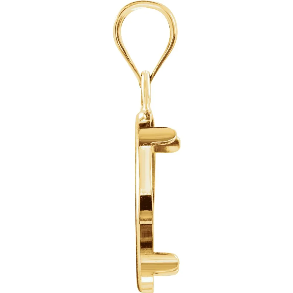 14k Yellow Gold 14x1mm Tab Back Frame Pendant for 1/20 Ounce Chinese Panda Coin