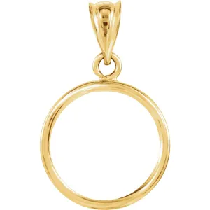 14k Yellow Gold 14x1mm Tab Back Frame Pendant for 1/20 Ounce Chinese Panda Coin