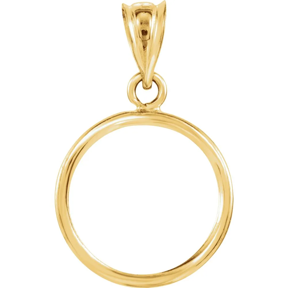 14k Yellow Gold 14x1mm Tab Back Frame Pendant for 1/20 Ounce Chinese Panda Coin