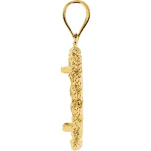 14k Yellow Gold 16.4x1.1mm Tab Back 2.5mm Solid Rope Coin Frame Pendant for 1/10 Ounce American Eagle or 1/10 Ounce South African Rand