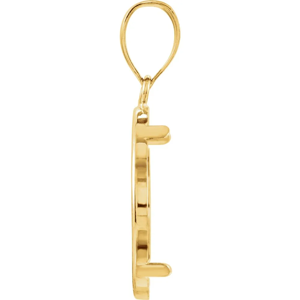 14k Yellow Gold 19x1.1mm Tab Back Coin Frame Pendant for Mexican 5 Peso
