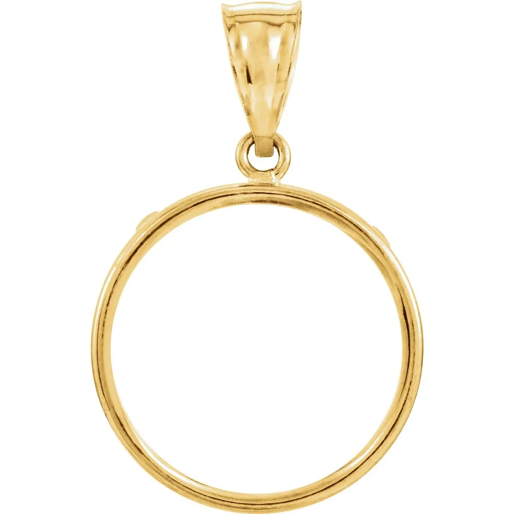 14k Yellow Gold 19x1.1mm Tab Back Coin Frame Pendant for Mexican 5 Peso