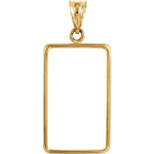 14k Yellow Gold 22x13x.75mm Tab Back Coin Frame Pendant for 2.5 Gram Credit Suisse