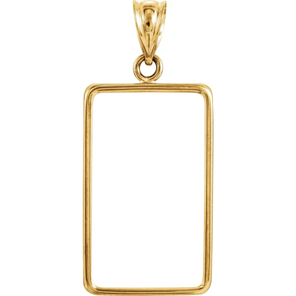 14k Yellow Gold 22x13x.75mm Tab Back Coin Frame Pendant for 2.5 Gram Credit Suisse