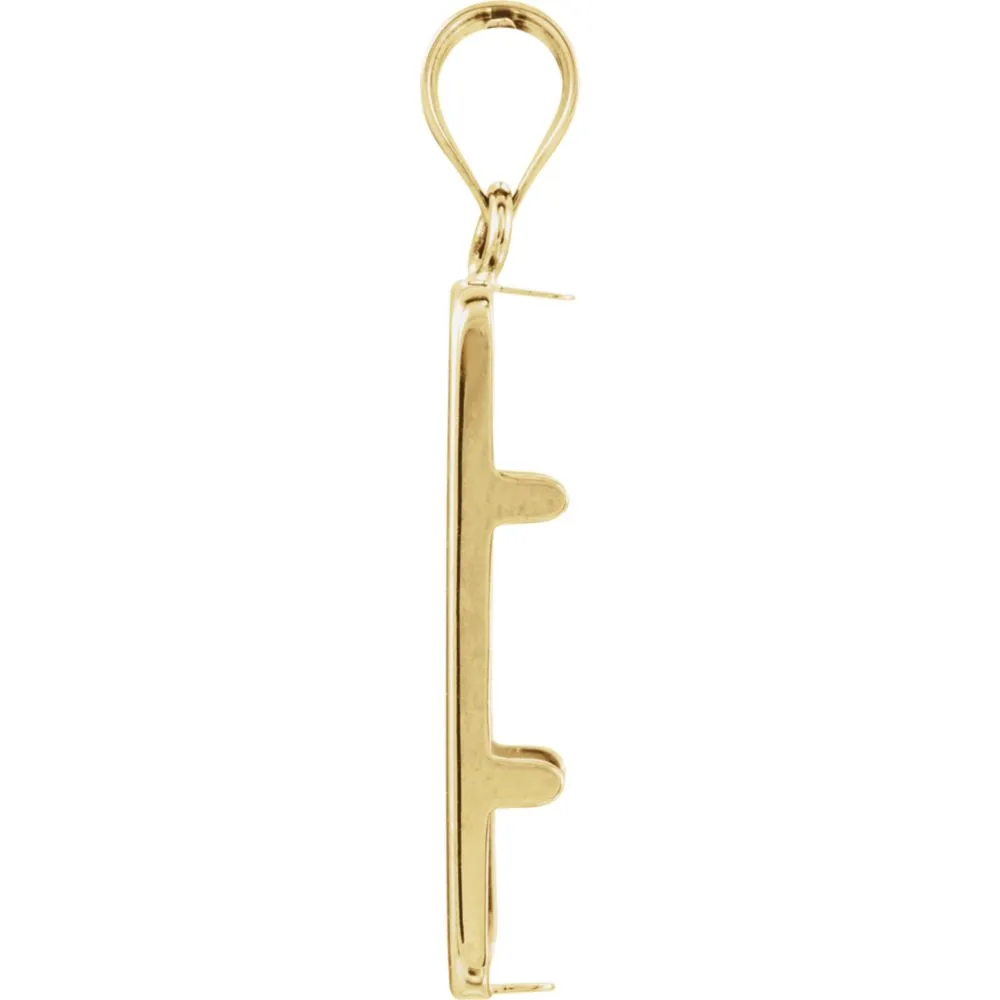 14k Yellow Gold 22x13x.75mm Tab Back Coin Frame Pendant for 2.5 Gram Credit Suisse