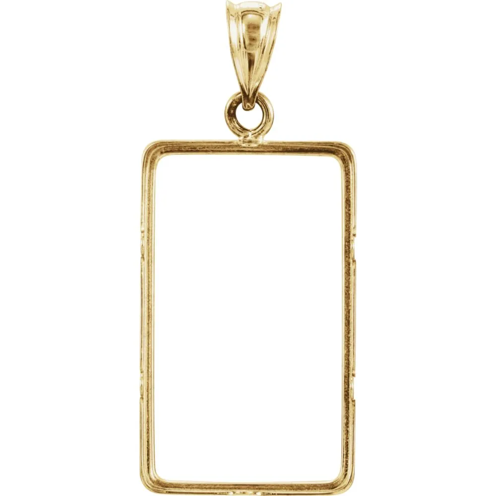 14k Yellow Gold 22x13x.75mm Tab Back Coin Frame Pendant for 2.5 Gram Credit Suisse