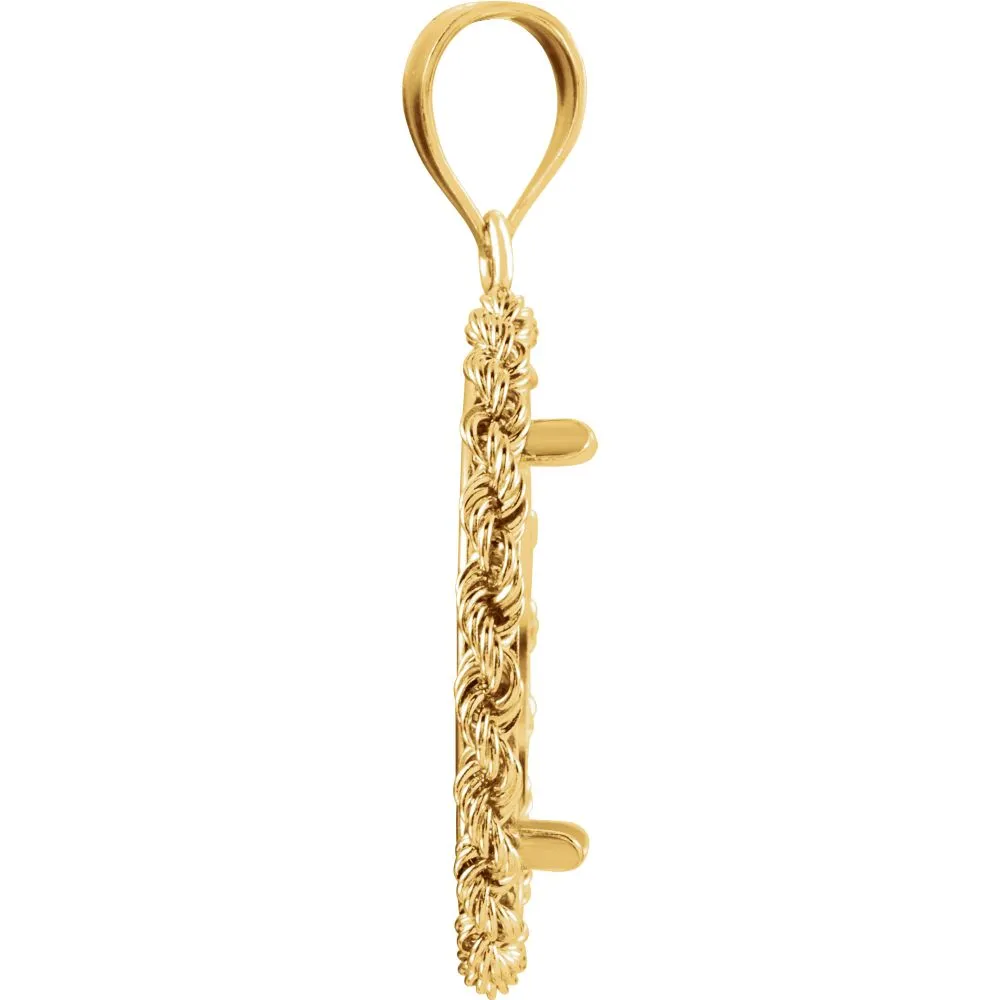 14k Yellow Gold 2.5mm Solid Rope Tab Back Frame Pendant for Canadian 1/4 Ounce Maple Leaf Coin