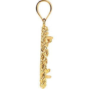 14k Yellow Gold 2.5mm Solid Rope Tab Back Frame Pendant for U.S. $2.50 or 1/10 Ounce Chinese Panda Coin